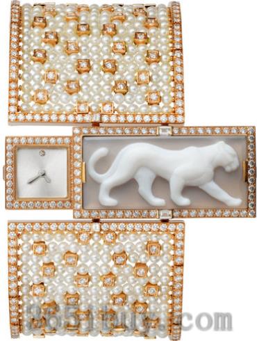 卡地亚女表创意宝石腕表系列白金/白色表盘PI00896