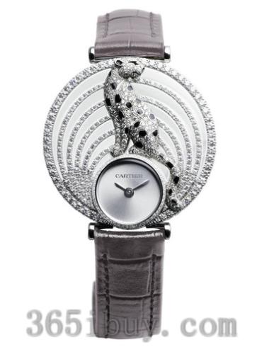 卡地亚女表创意宝石腕表系列鳄鱼皮/银色表盘HPI01014