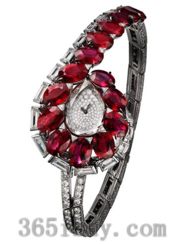 卡地亚女表创意宝石腕表系列18k白金镶钻/白色/红色表盘HPI01119