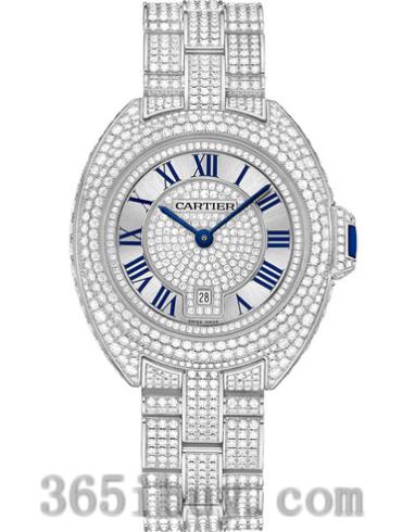 卡地亚女表Clé de Cartier系列18k白金镶钻/银灰色表盘HPI00980