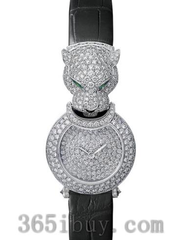 卡地亚女表创意宝石腕表系列鳄鱼皮/18K白金镶钻表盘HPI00767