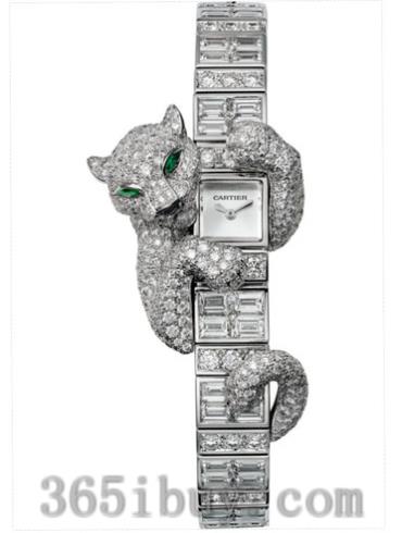 卡地亚女表创意宝石腕表系列白金/镶钻/银白色表盘HPI00627