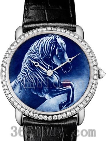 卡地亚女表创意宝石腕表系列鳄鱼皮/蓝色珐琅表盘HPI00612