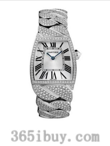 卡地亚女表创意宝石腕表系列白金镶钻/银灰色表盘WE6001MX