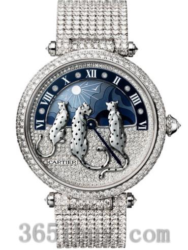 卡地亚女表创意宝石腕表系列白金/镶钻/银色表盘HPI00931