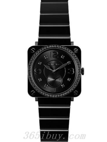 柏莱士男表AVIATION系列橡胶/黑色表盘BR_S_BLACK_CERAMIC_PHANTOM_DIAMONDS