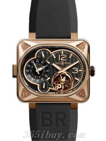 柏莱士男表AVIATION系列橡胶/黑色表盘BR_MINUTEUR_TOURBILLON_PINK_GOLD