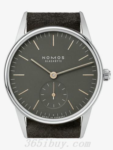 NOMOS男表Orion系列炭黑色绒面麂皮/黑色表盘326