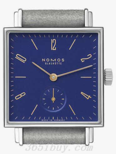 NOMOS女表Tetra系列灰色绒面麂皮/蓝色表盘490