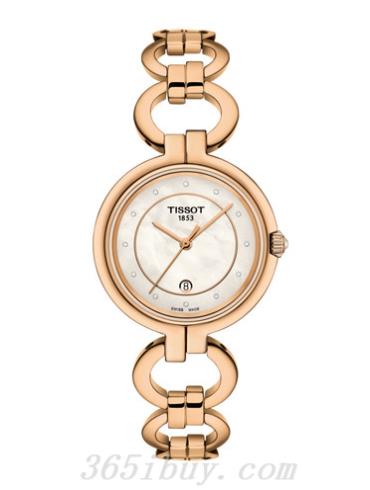 天梭女表T-Trend系列钢表带/白色珍珠贝母表盘T0942103311601