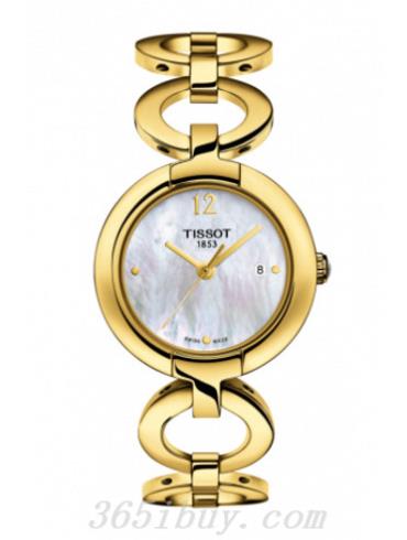 天梭女表T-Trend系列钢表带/白色珍珠贝母表盘T0842103311700