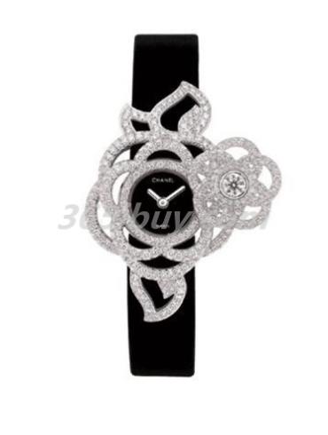 香奈儿女表高级珠宝腕表系列缎带/黑色表盘J3755