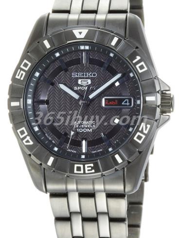 精工男表Seiko 5系列精钢PVD/黑色表盘SNZH77J1