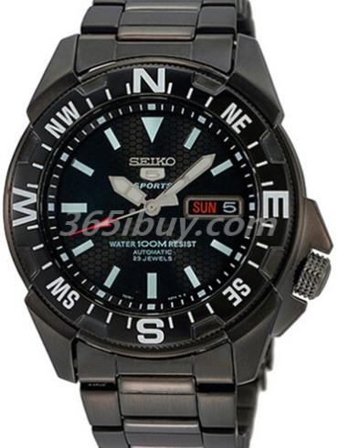 精工男表Seiko 5系列精钢PVD/黑色表盘SNZE83J1