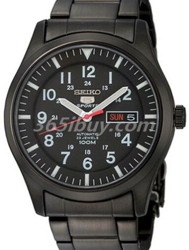 精工男表Seiko 5系列精钢PVD/黑色表盘SNZG17J1