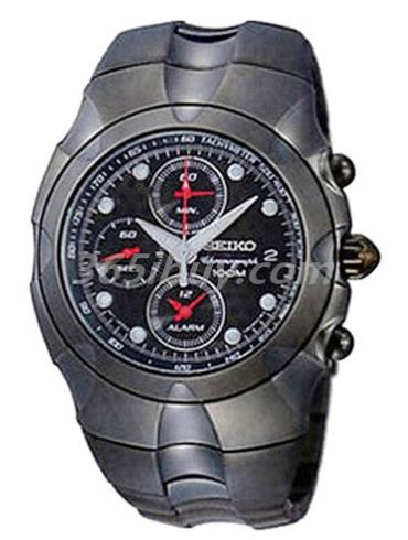 精工男表Chronograph系列不锈钢及离子电镀/黑色表盘SNA765J1