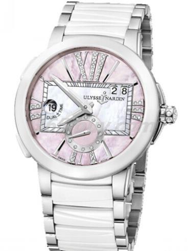 雅典女表复杂功能机械腕表系列精钢/陶瓷/粉红色珍珠母贝表盘243-10-7_397