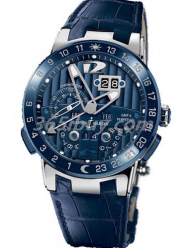 雅典男表复杂功能机械腕表系列鳄鱼皮/蓝色表盘320-00_BQ