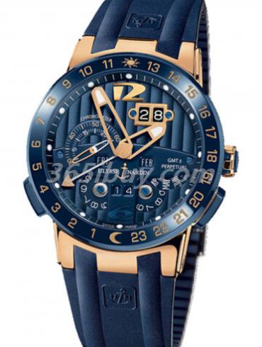 雅典男表复杂功能机械腕表系列橡胶/陶瓷/蓝色表盘326-00-3_BQ
