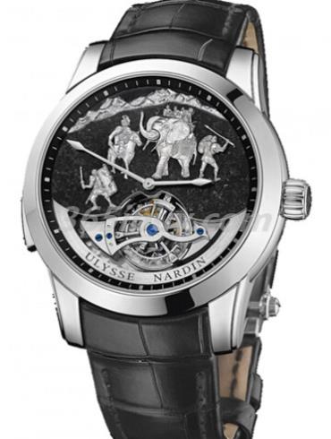 雅典男表珍贵独特机械腕表系列鳄鱼皮/黑色/银色图案表盘789-00