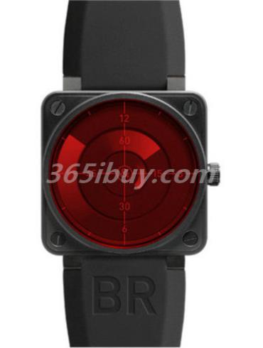 柏莱士男表AVIATION系列橡胶/黑色表盘BR0192-RED-RAD_SRU