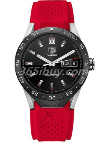 豪雅男表TAG Heuer Connected橡胶/黑色表盘ic_watch_red