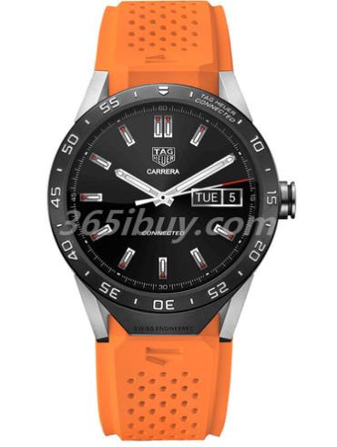 豪雅男表TAG Heuer Connected橡胶/黑色表盘ic_watch_orange