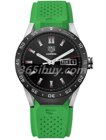 豪雅男表TAG Heuer Connected橡胶/黑色表盘ic_watch_green