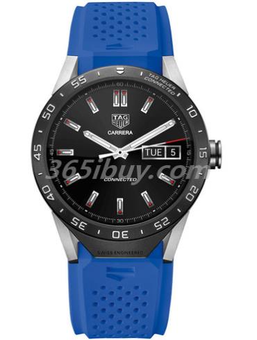 豪雅男表TAG Heuer Connected橡胶/黑色表盘ic_watch_blue