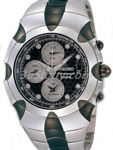 精工男表Chronograph系列不锈钢及离子电镀/黑色表盘SNA763J1